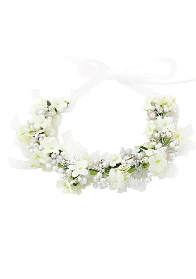 White Solid Hair Accessories - Indya