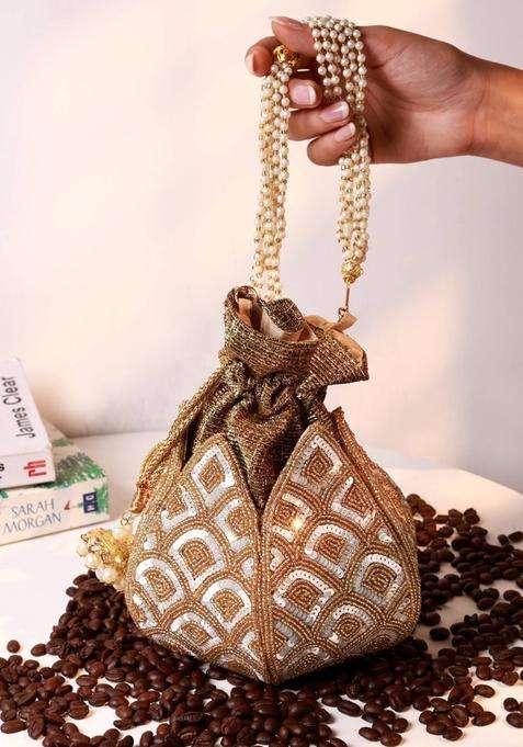 Multi Embellished Silk Batuas & Potlis