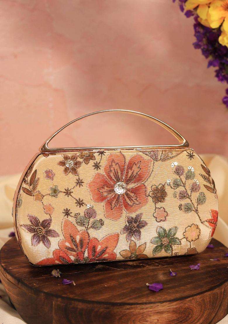Beige Embellished Clutches - Indya