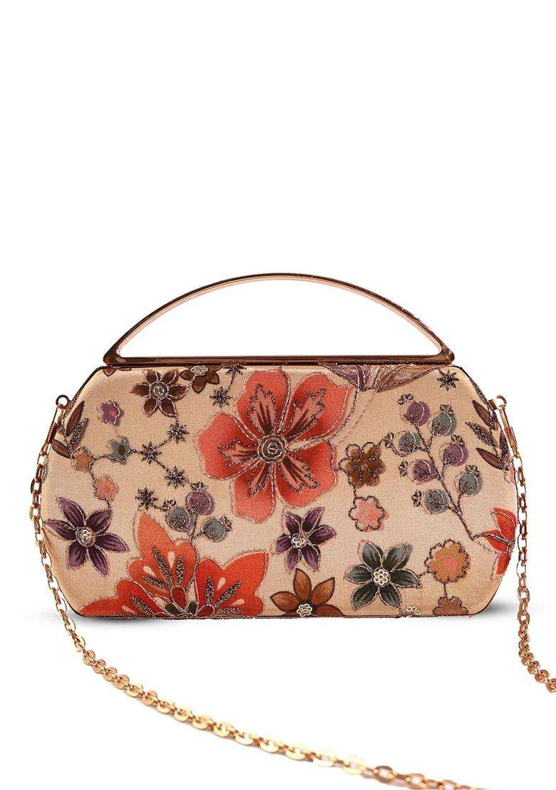 Beige Embellished Clutches - Indya