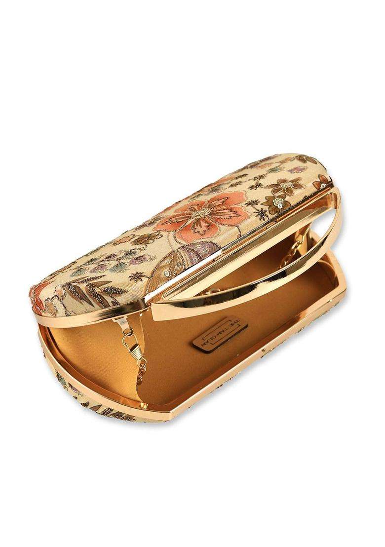 Beige Embellished Clutches - Indya