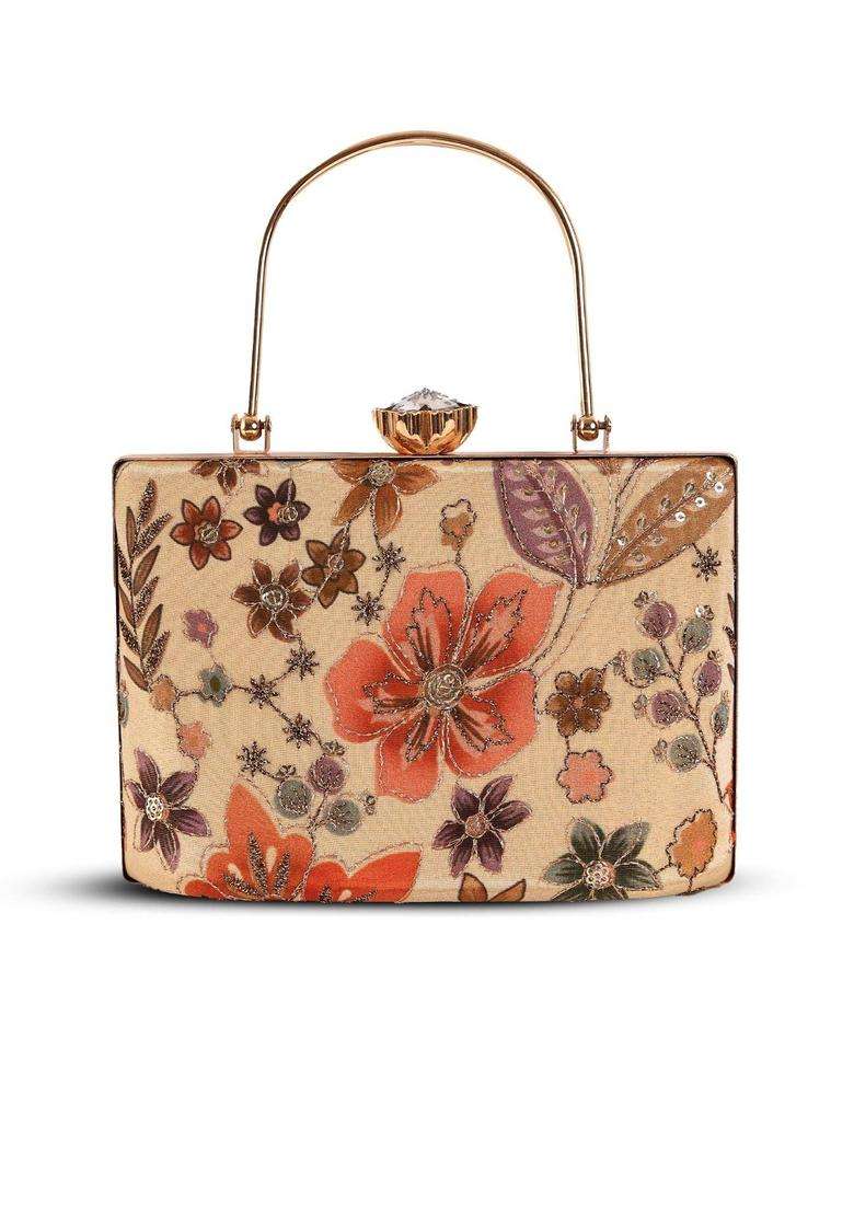 Beige Embellished Clutches - Indya