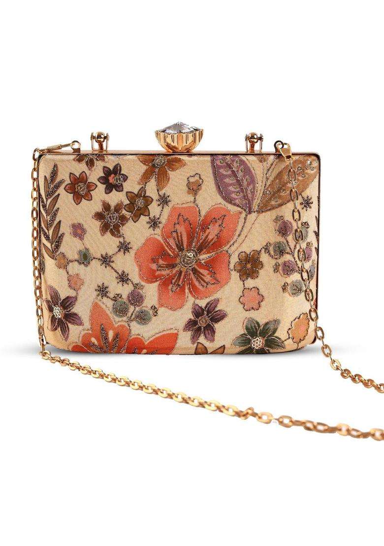 Beige Embellished Clutches - Indya
