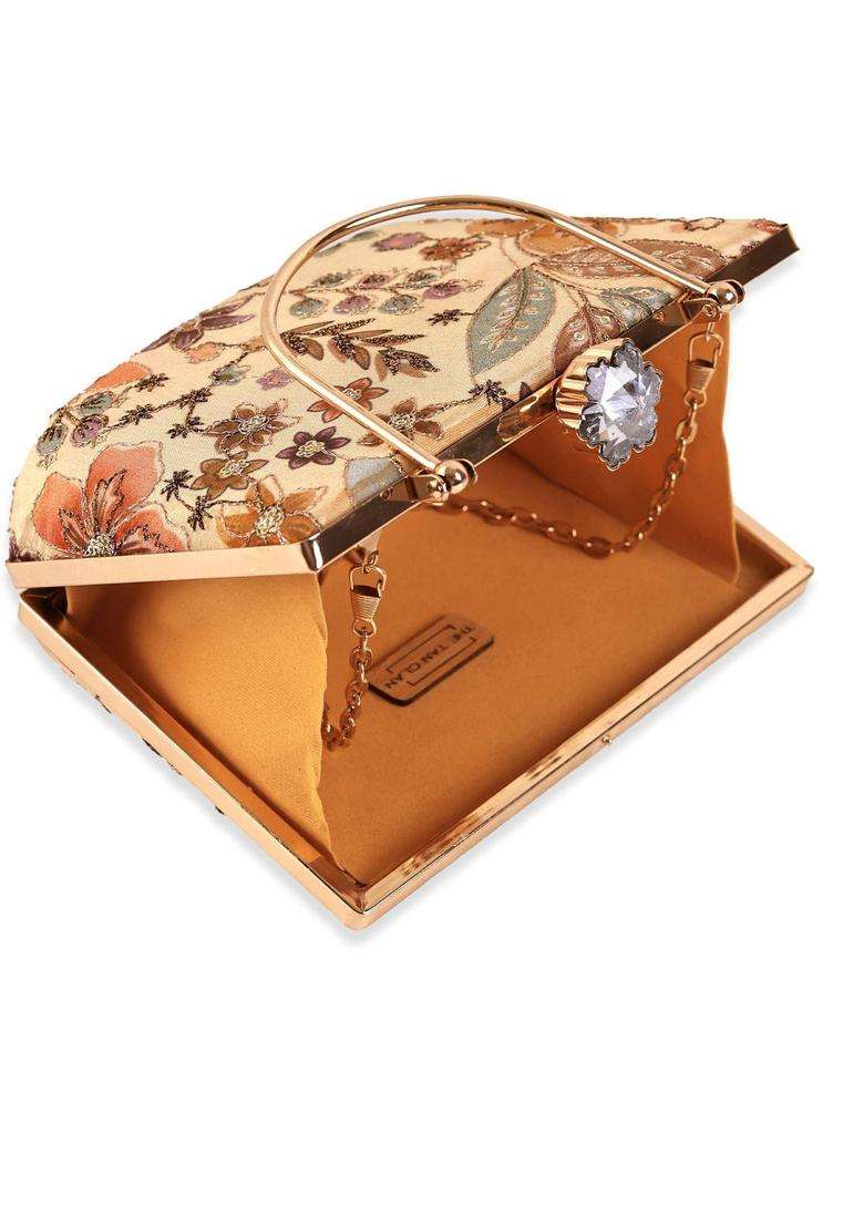 Beige Embellished Clutches - Indya