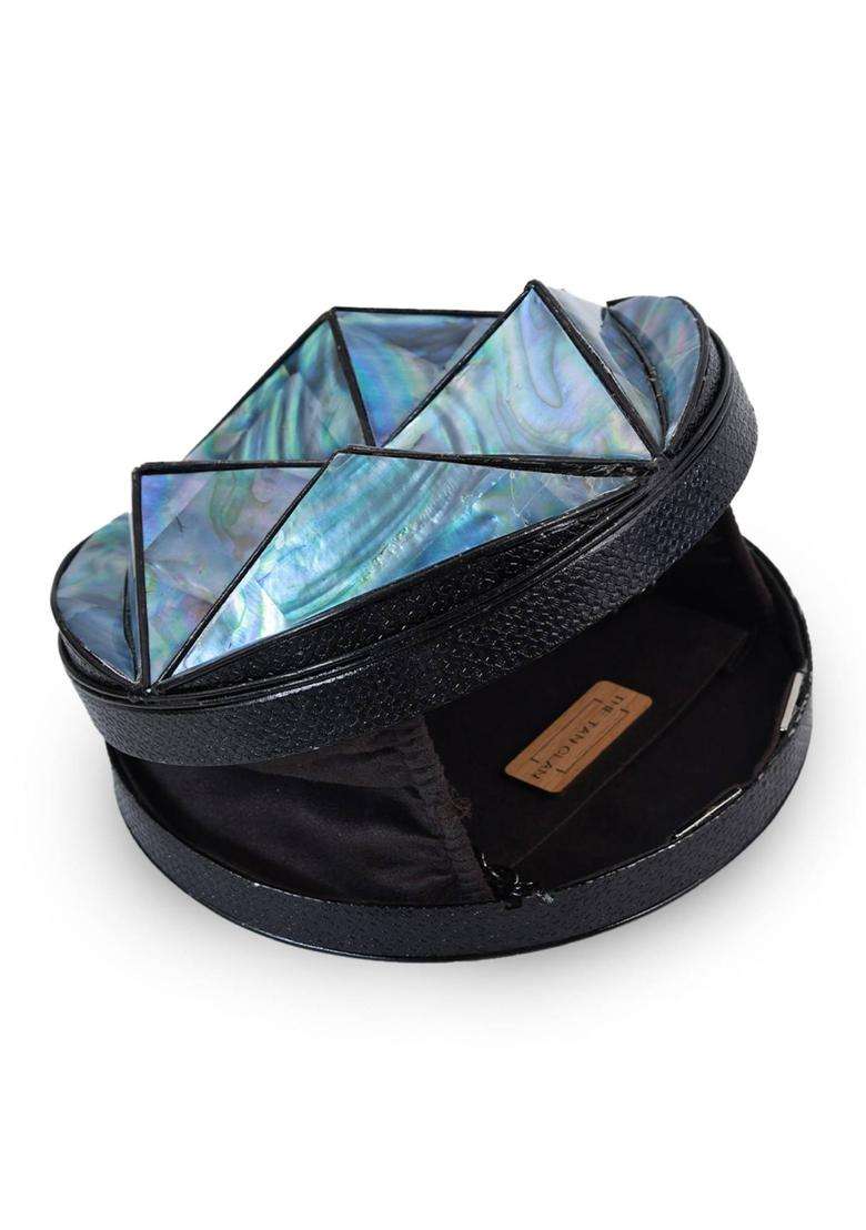 Blue Embellished Brass Clutches - Indya