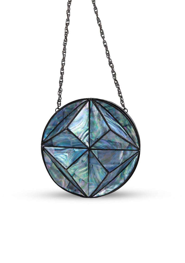 Blue Embellished Brass Clutches - Indya