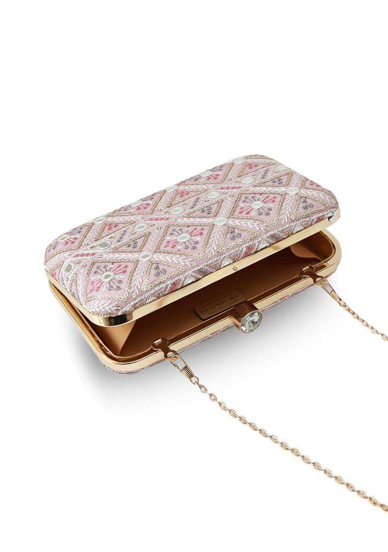 Pink Embroidered Clutches - Indya