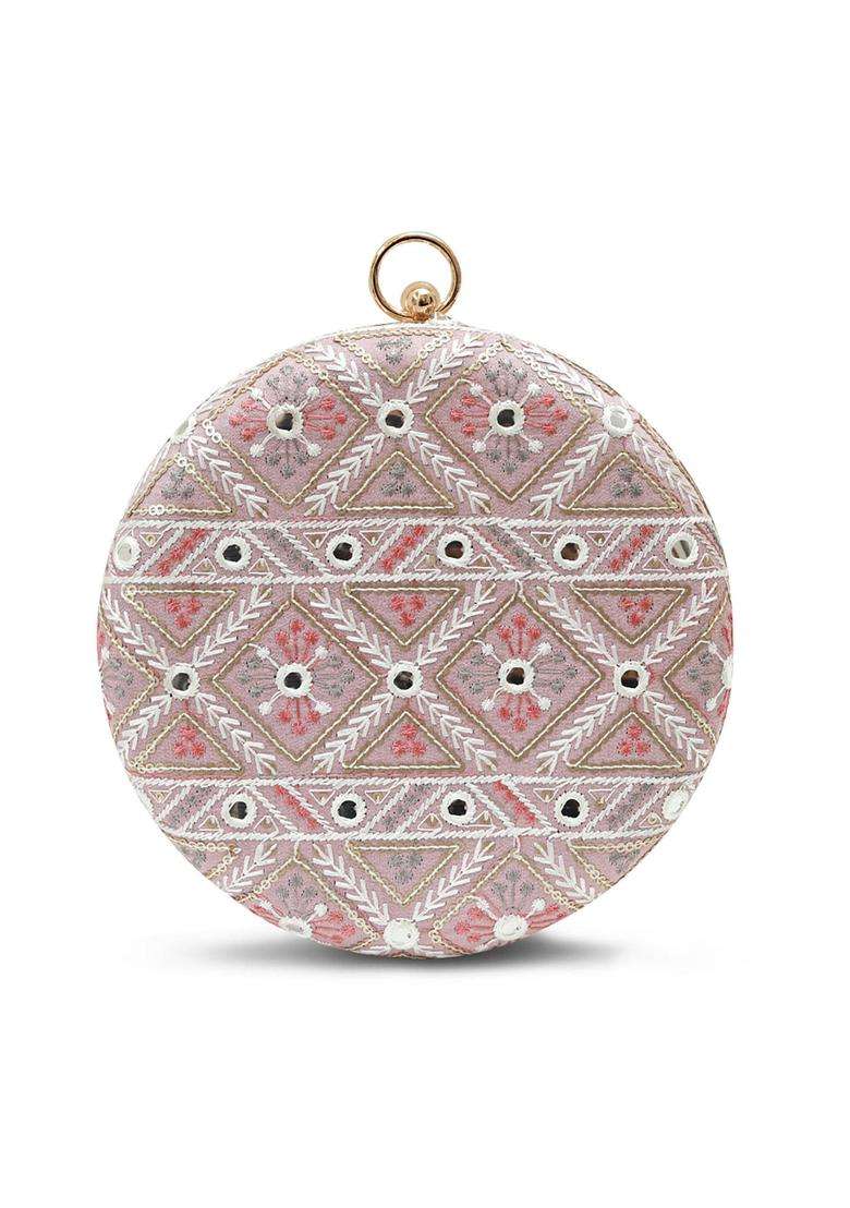Pink Embroidered Clutches - Indya