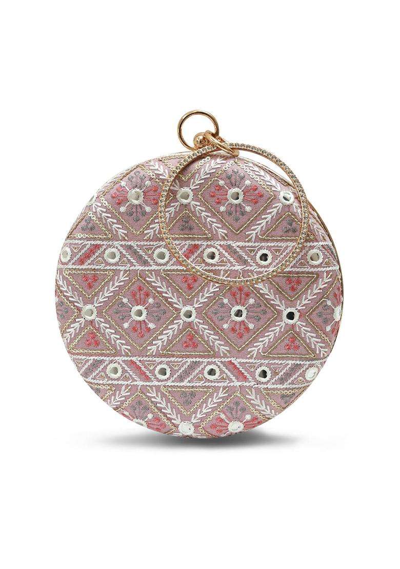 Pink Embroidered Clutches - Indya