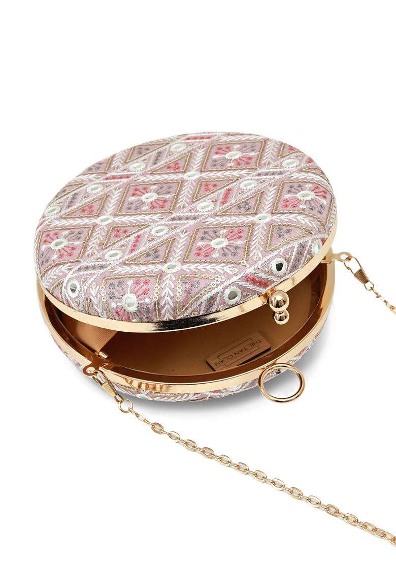 Pink Embroidered Clutches - Indya