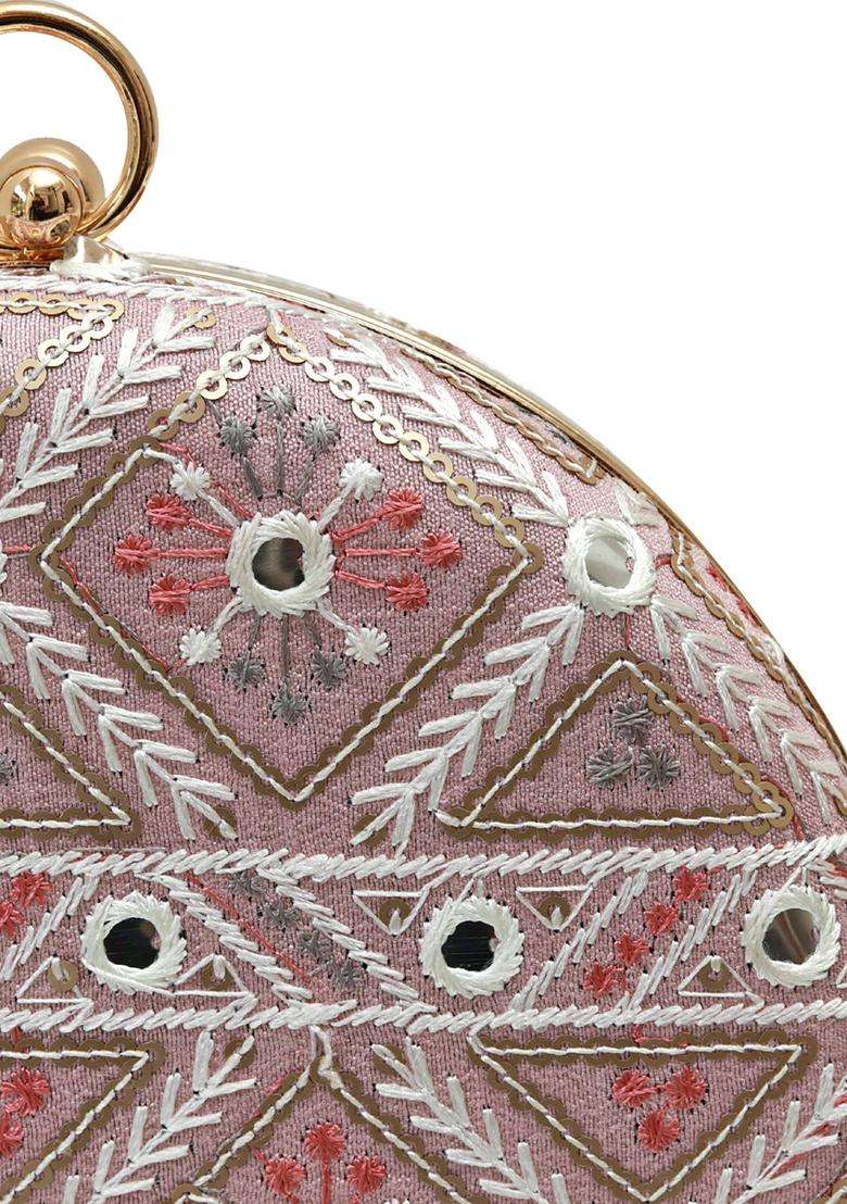 Pink Embroidered Clutches - Indya