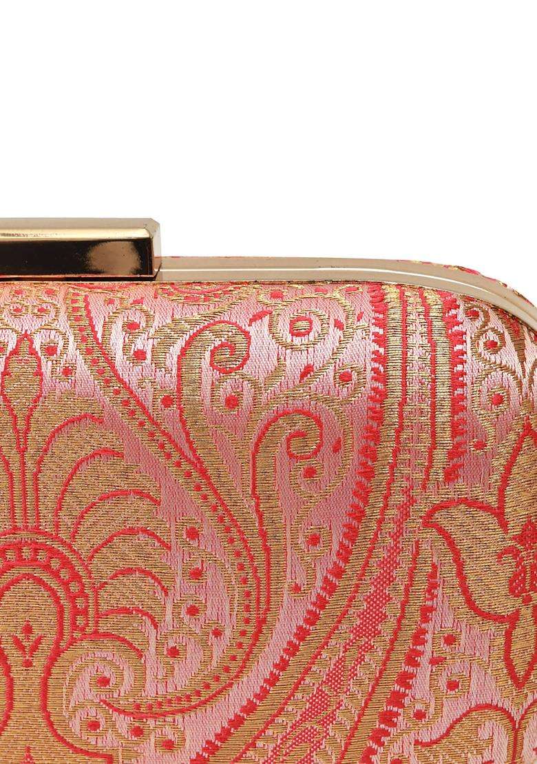 Pink Woven Clutches - Indya