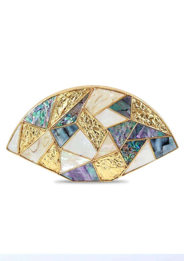 Multi Embellished Brass Clutches - Indya