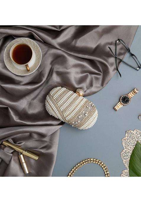 Silver Embroidered Silk Clutches