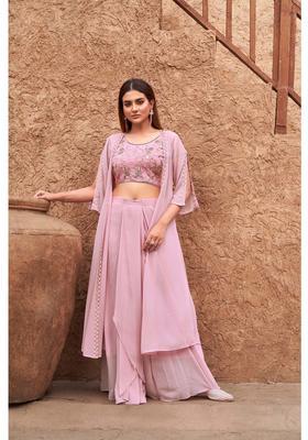 Pink Embroidery Georgette Co-Ord Set