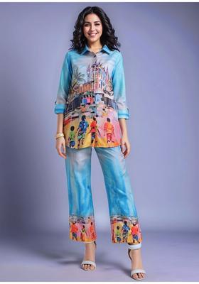 Blue Printed Cotton Co-Ord Set