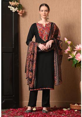 Black Embroidery Rayon Kurta Set
