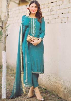 Green Embroidery Rayon Kurta Set