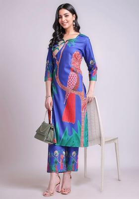 Royal Blue Printed Cotton Co-Ord Set
