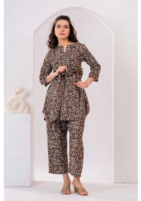 Brown Printed Crepe Co-Ord Set
