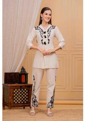 Black Embroidery Cotton Co-Ord Set