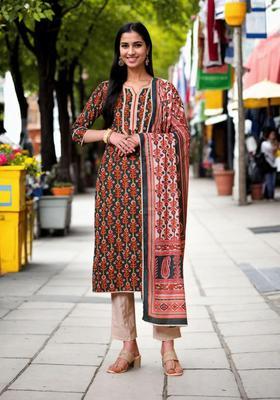 Green Floral Print Cotton Kurta Set