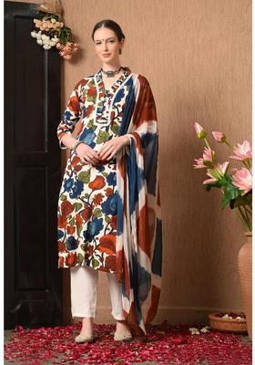 Multicolor Floral Print Rayon Kurta Set