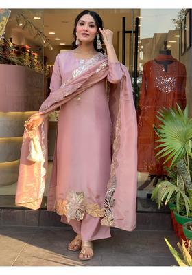 Mauve Embroidery Rayon Kurta Set