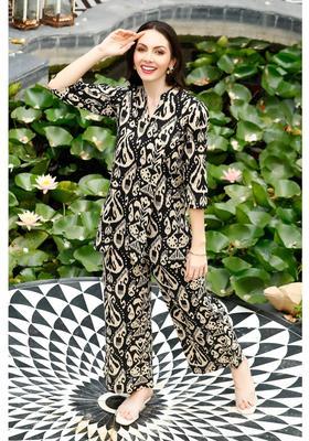 Black Printed Rayon Co-Ord Set