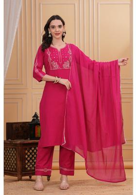 Pink Embroidery Cotton Kurta Set