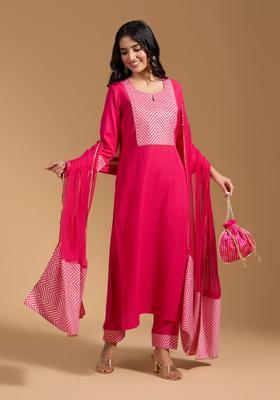 Pink Stripes Rayon Kurta Set