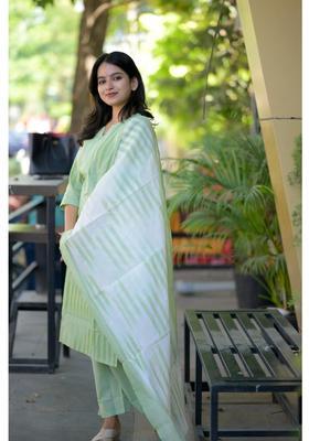 Green Stripes Rayon Kurta Set