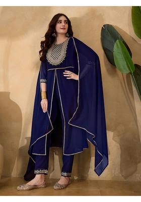 Blue Embroidery Georgette Kurta Set
