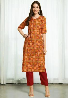 Multicolor Printed Crepe Kurta Set