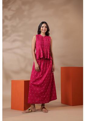 Pink Floral Print Cotton Co-Ord Set