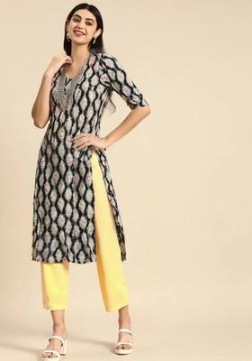 Multicolor Printed Crepe Kurta Set