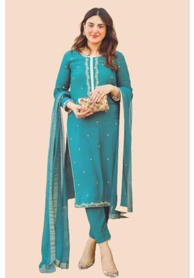 Green Embroidery Rayon Kurta Set