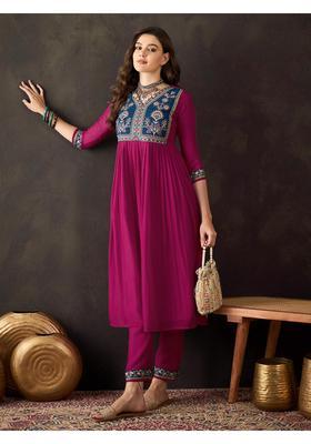 Pink Embroidery Georgette Kurta Set