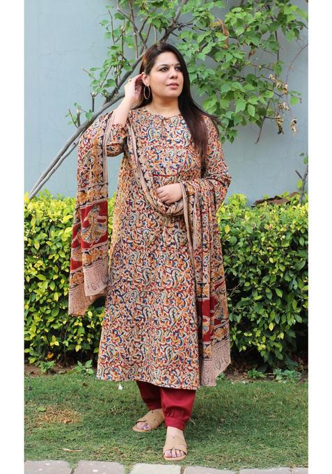 Multicolor Floral Print Rayon Salwar Suit Set — view on Indya