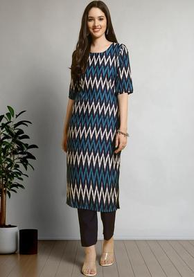Multicolor Printed Crepe Kurta Set