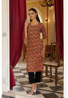 Multicolor Printed Crepe Kurta Set