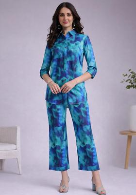 Blue Tie & Dye Cotton Co-Ord Set