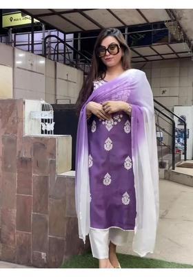 Lavender Embroidery Rayon Kurta Set