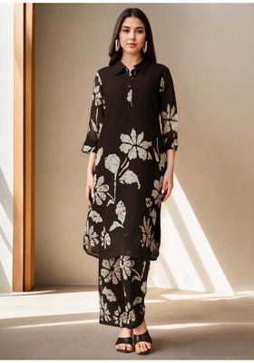 Black Floral Print Cotton Co-Ord Set