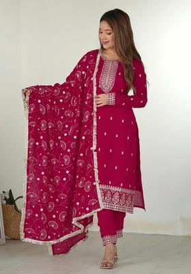 Pink Embroidery Georgette Kurta Set