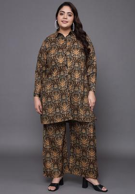 Brown Floral Cotton Co-Ord Set