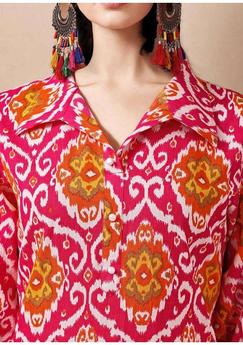 Pink Printed Cotton Co-Ord Set - Indya
