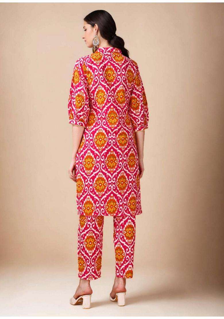 Pink Printed Cotton Co-Ord Set - Indya