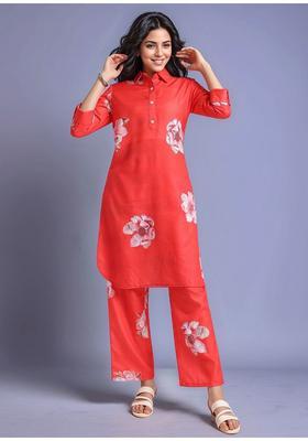 Red Printed Cotton Co-Ord Set