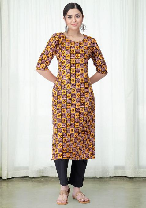 Multicolor Floral Crepe Kurta Set — view on Indya